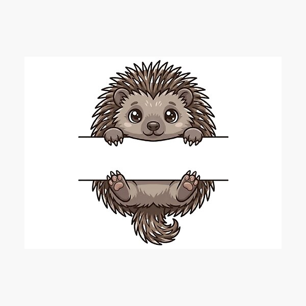 Item preview, Cute Hedgehog Peeking - Kawaii Spiky Pet Monogram designed and sold by PetalsPaws.