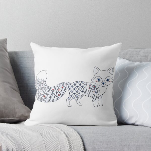 Item preview, fox in sashiko style designed and sold by Maewshooter.