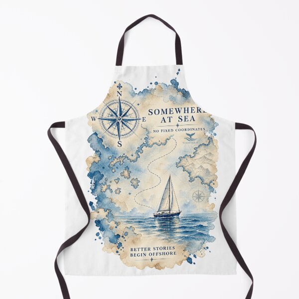 Item preview, Somewhere at Sea – Nautical Sailing & Exploration Watercolor Design designed and sold by NAUSPHERAL.