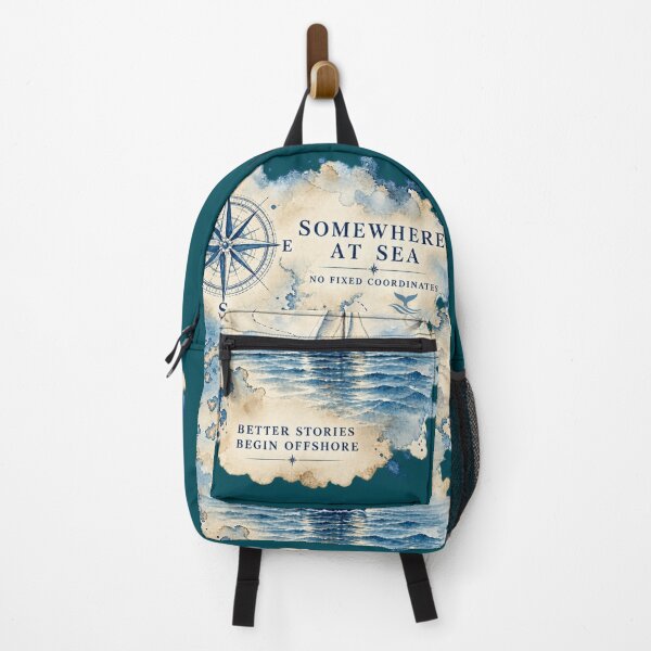 Item preview, Somewhere at Sea – Nautical Sailing & Exploration Watercolor Design designed and sold by NAUSPHERAL.