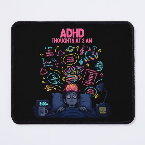 Item preview, ADHD Thoughts At 3 AM Funny Overthinking Insomnia Art designed and sold by Créative touche .