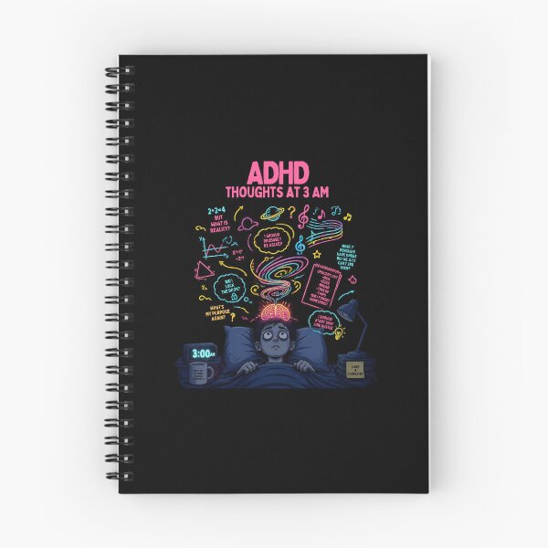 Item preview, ADHD Thoughts At 3 AM Funny Overthinking Insomnia Art designed and sold by Créative touche .