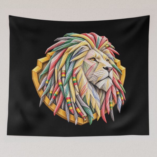Item preview, Origami Lion Art – Colorful Geometric Paper Lion Head | 3D Animal Art designed and sold by PLUSHIWORLDtm.