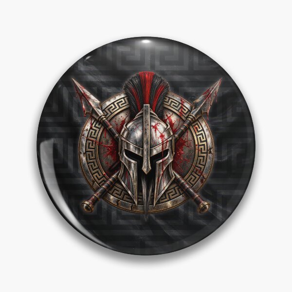Item preview, Spartan Warrior Shield & Spears – Ancient Battle Emblem designed and sold by artistwill.