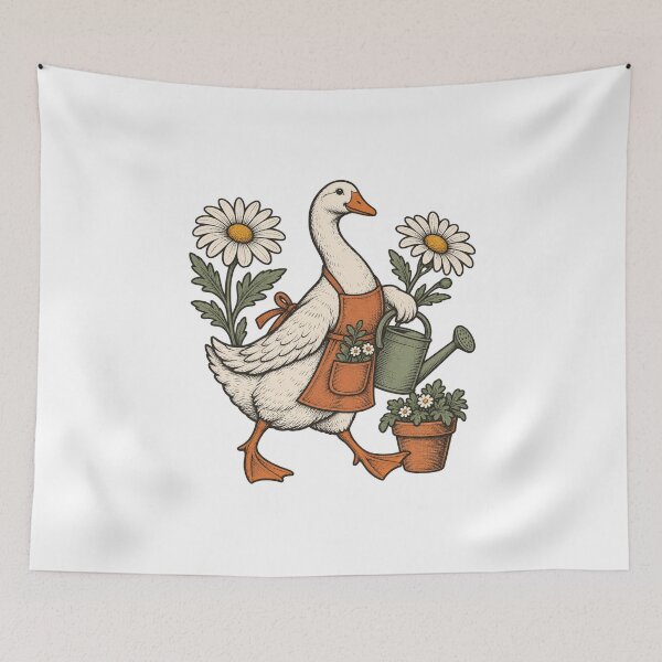 Item preview, Gardening Goose with Daisies - Cottage Garden Art designed and sold by cybersilverhand.