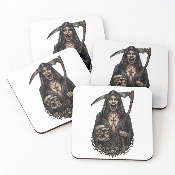 Item preview, Screaming Vampire Reaper with Scythe and Skull designed and sold by CHRIST5000.