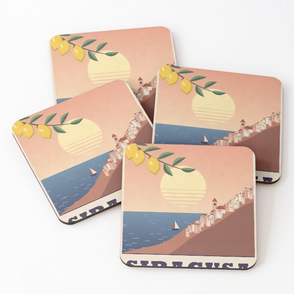 Item preview, Siracusa Sicily Vintage Travel Poster with Lemons designed and sold by ChromaLens.