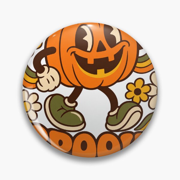 Item preview, Groovy Retro Halloween Pumpkin with Daisies designed and sold by Cozy Boo Club.