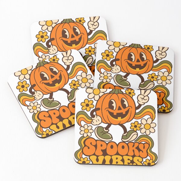 Item preview, Groovy Retro Halloween Pumpkin with Daisies designed and sold by Cozy Boo Club.