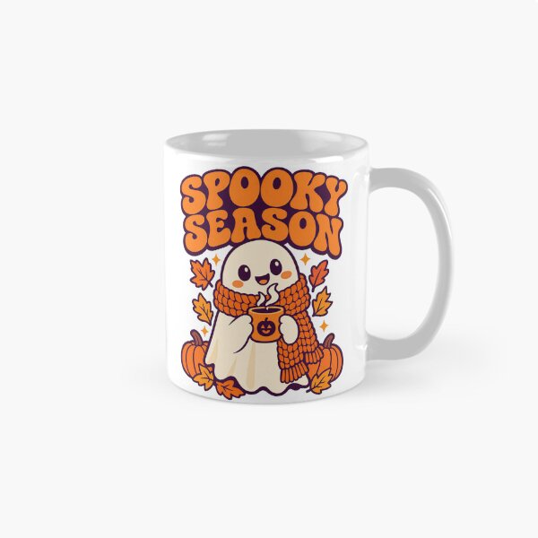 Item preview, Cute Spooky Season Ghost with Coffee and Pumpkins designed and sold by Cozy Boo Club.