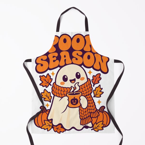 Item preview, Cute Spooky Season Ghost with Coffee and Pumpkins designed and sold by Cozy Boo Club.