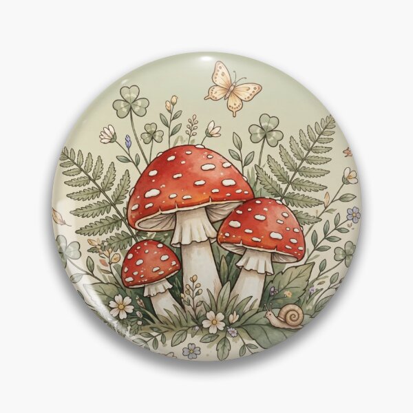 Item preview, Cottagecore Mushroom & Wildflower Illustration designed and sold by WhaleStore.