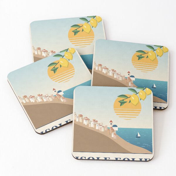Item preview, Isole Eolie Sicily Vintage Travel Poster with Lemons designed and sold by ChromaLens.