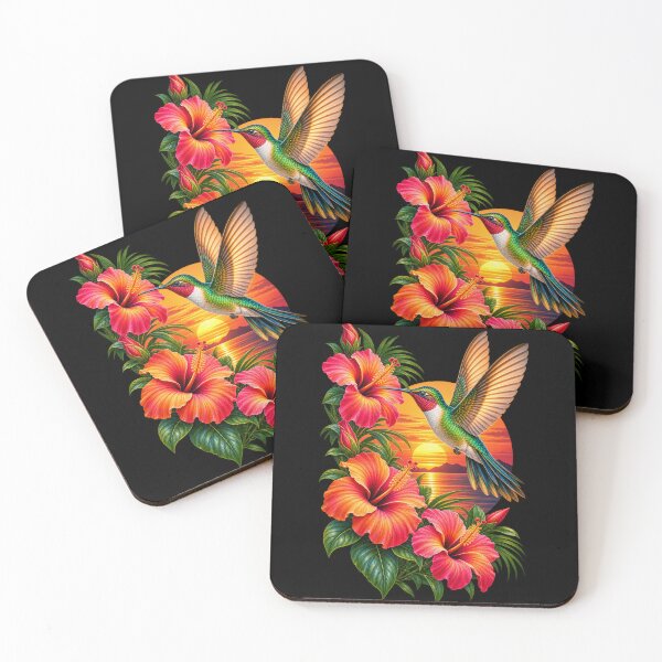 Item preview, Hummingbird at Sunset Tropical Hibiscus Nature Bird Design designed and sold by RockitBaby.