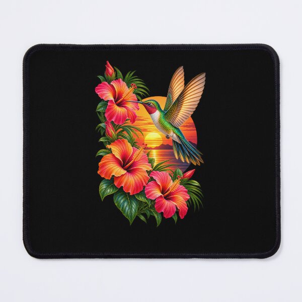 Item preview, Hummingbird at Sunset Tropical Hibiscus Nature Bird Design designed and sold by RockitBaby.