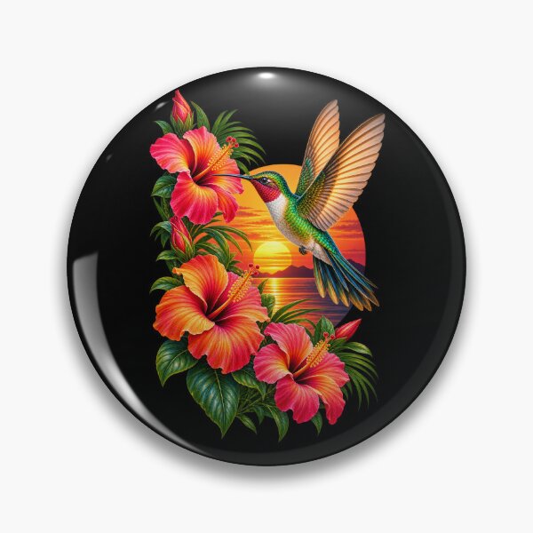 Item preview, Hummingbird at Sunset Tropical Hibiscus Nature Bird Design designed and sold by RockitBaby.