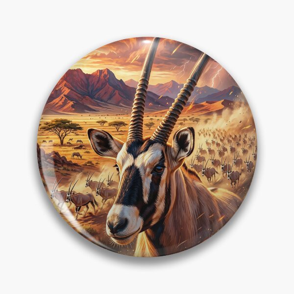 Item preview, Regal Oryx Standing Tall in a Dramatic Sunset Savanna designed and sold by Lucid Dream Pixel.