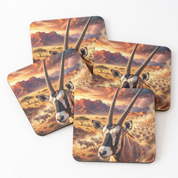 Item preview, Regal Oryx Standing Tall in a Dramatic Sunset Savanna designed and sold by Lucid Dream Pixel.