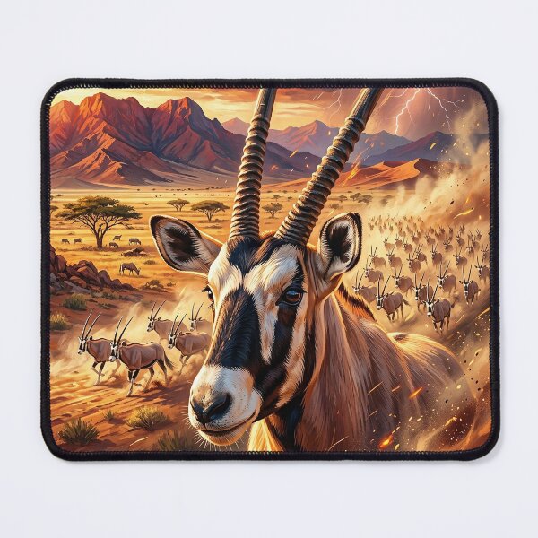 Item preview, Regal Oryx Standing Tall in a Dramatic Sunset Savanna designed and sold by Lucid Dream Pixel.