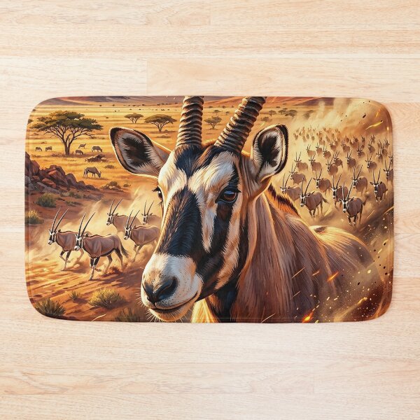 Item preview, Regal Oryx Standing Tall in a Dramatic Sunset Savanna designed and sold by Lucid Dream Pixel.