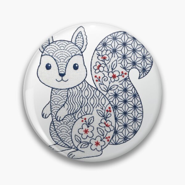 Item preview, squirrel in cute sashiko style designed and sold by Maewshooter.
