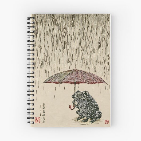 Item preview, Vintage Frog with Red Umbrella Rainy Japanese Woodblock Art Print designed and sold by artswag.