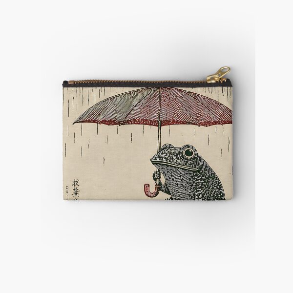 Item preview, Vintage Frog with Red Umbrella Rainy Japanese Woodblock Art Print designed and sold by artswag.