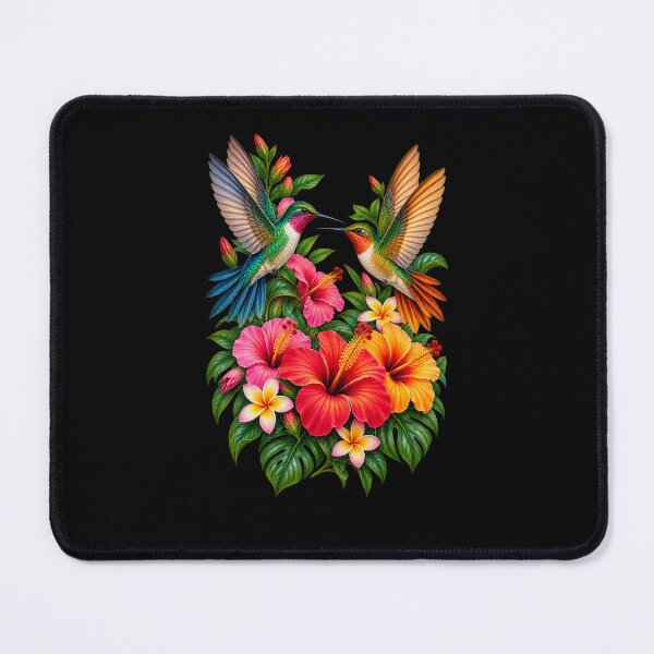 Item preview, Two Hummingbirds Facing Each Other Tropical Flowers Nature Bird Design designed and sold by RockitBaby.
