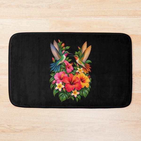 Item preview, Two Hummingbirds Facing Each Other Tropical Flowers Nature Bird Design designed and sold by RockitBaby.
