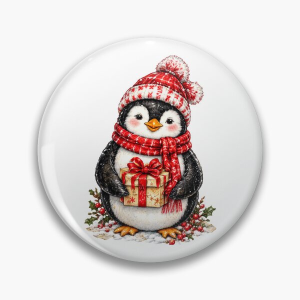 Item preview, Christmas penguin holding a gift designed and sold by TaruHonu.