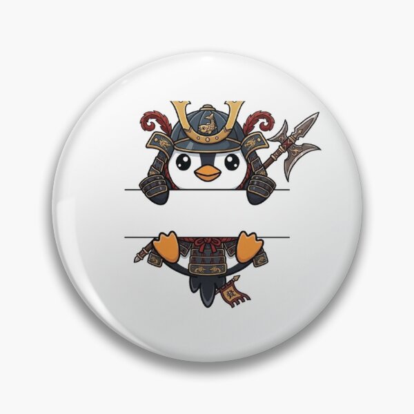 Item preview, Samurai Penguin Peeking - Cute Japanese Armor Penguin designed and sold by PetalsPaws.