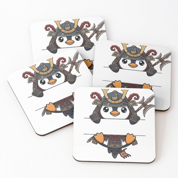 Item preview, Samurai Penguin Peeking - Cute Japanese Armor Penguin designed and sold by PetalsPaws.