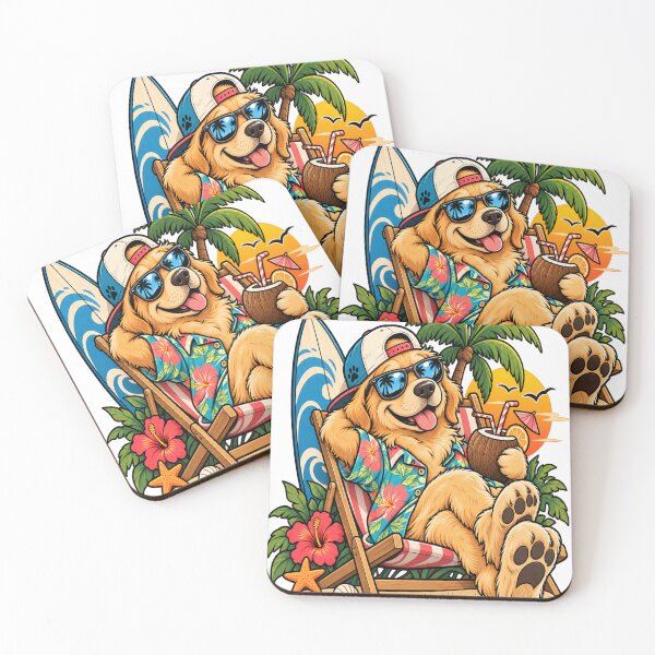 Item preview, Cool Golden Retriever Surfer Beach Vacation designed and sold by MarceBersi.