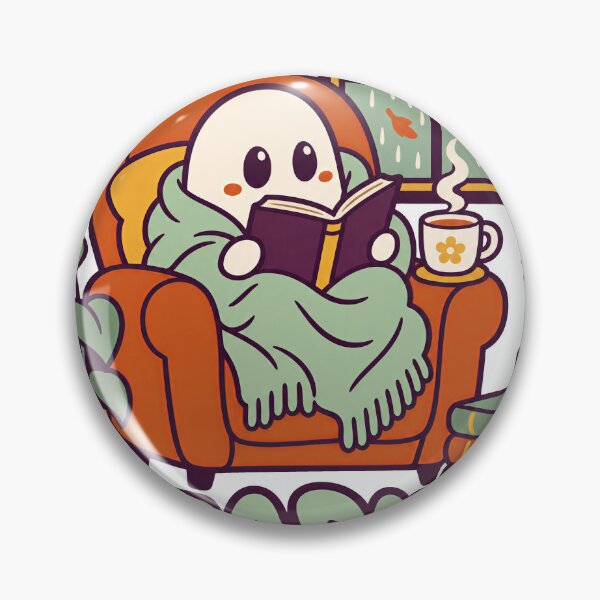 Item preview, Cozy Reading Ghost with Tea on a Rainy Day designed and sold by Cozy Boo Club.