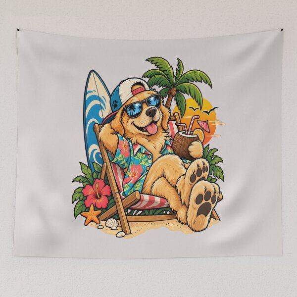 Item preview, Cool Golden Retriever Surfer Beach Vacation designed and sold by MarceBersi.