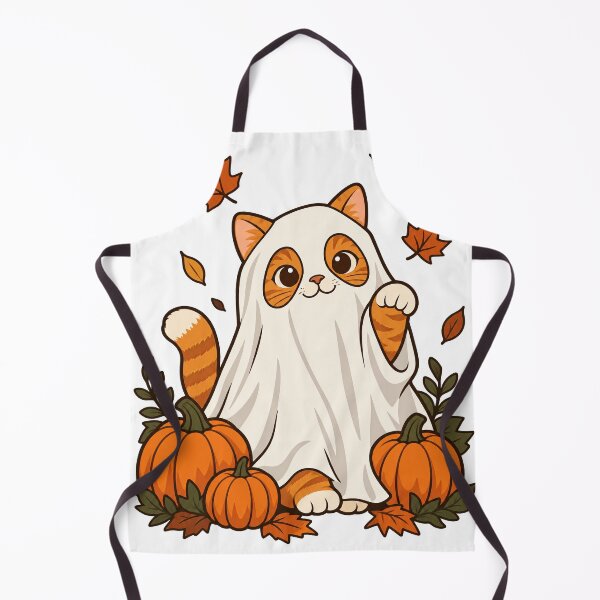 Item preview, Orange Tabby Cat Ghost in a Pumpkin Patch designed and sold by Cozy Boo Club.