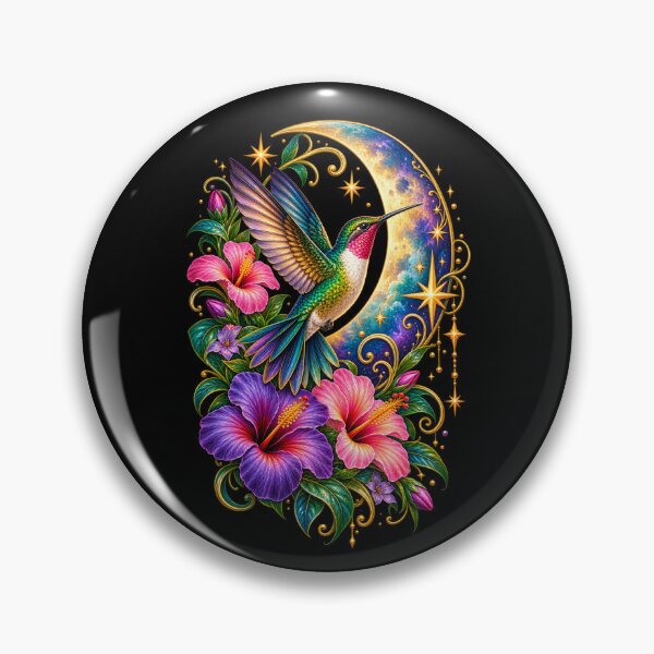 Item preview, Hummingbird Moon and Stars Celestial Floral Nature Bird Design designed and sold by RockitBaby.
