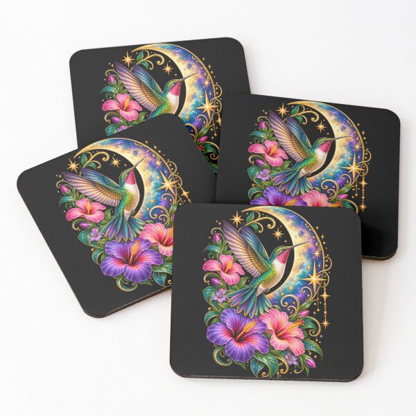 Item preview, Hummingbird Moon and Stars Celestial Floral Nature Bird Design designed and sold by RockitBaby.