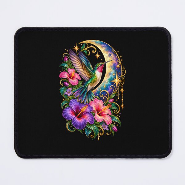 Item preview, Hummingbird Moon and Stars Celestial Floral Nature Bird Design designed and sold by RockitBaby.
