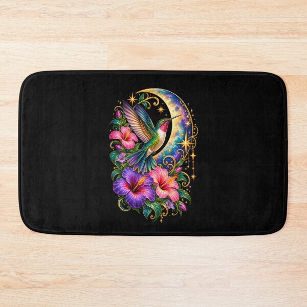 Item preview, Hummingbird Moon and Stars Celestial Floral Nature Bird Design designed and sold by RockitBaby.