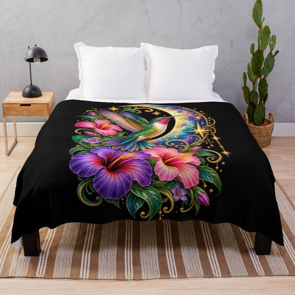 Item preview, Hummingbird Moon and Stars Celestial Floral Nature Bird Design designed and sold by RockitBaby.