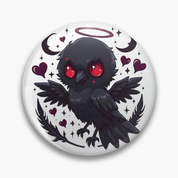 Item preview, Cute Gothic Crow with Red Eyes & Halo | Dark Romantic Raven Aesthetic designed and sold by dreamz-world.