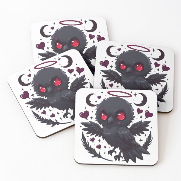 Item preview, Cute Gothic Crow with Red Eyes & Halo | Dark Romantic Raven Aesthetic designed and sold by dreamz-world.