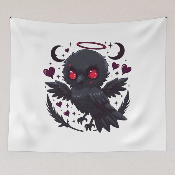 Item preview, Cute Gothic Crow with Red Eyes & Halo | Dark Romantic Raven Aesthetic designed and sold by dreamz-world.