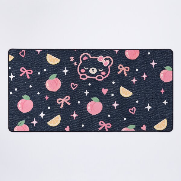 Item preview, Kawaii Sleepy Bear Pattern with Peaches and Lemons designed and sold by JapaneseWagaraStudio.