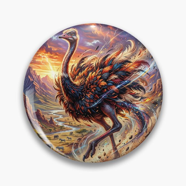 Item preview, Wild Ostrich Racing Across an African Sunset Savanna designed and sold by Lucid Dream Pixel.