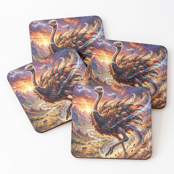Item preview, Wild Ostrich Racing Across an African Sunset Savanna designed and sold by Lucid Dream Pixel.