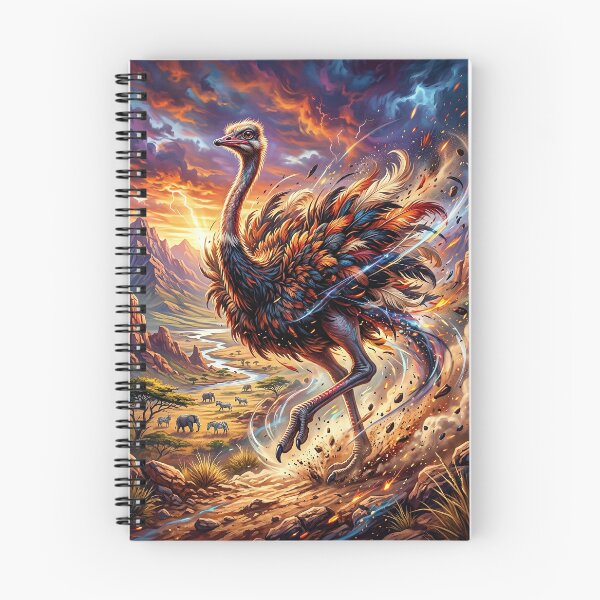 Item preview, Wild Ostrich Racing Across an African Sunset Savanna designed and sold by Lucid Dream Pixel.