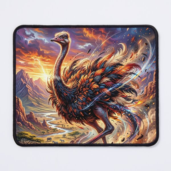 Item preview, Wild Ostrich Racing Across an African Sunset Savanna designed and sold by Lucid Dream Pixel.