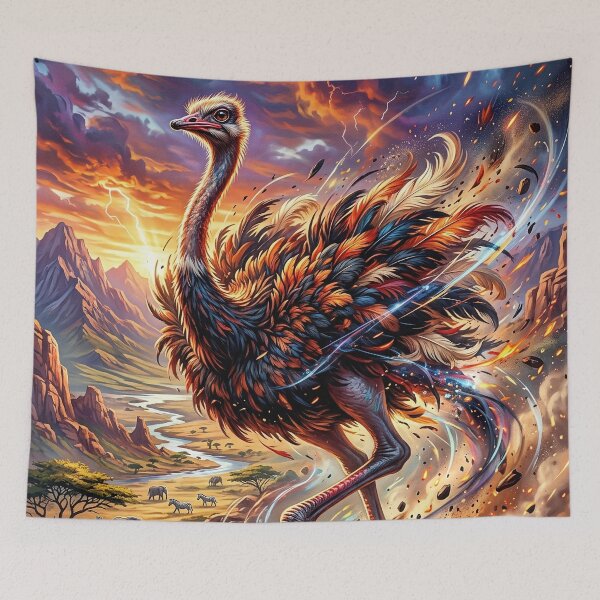 Item preview, Wild Ostrich Racing Across an African Sunset Savanna designed and sold by Lucid Dream Pixel.